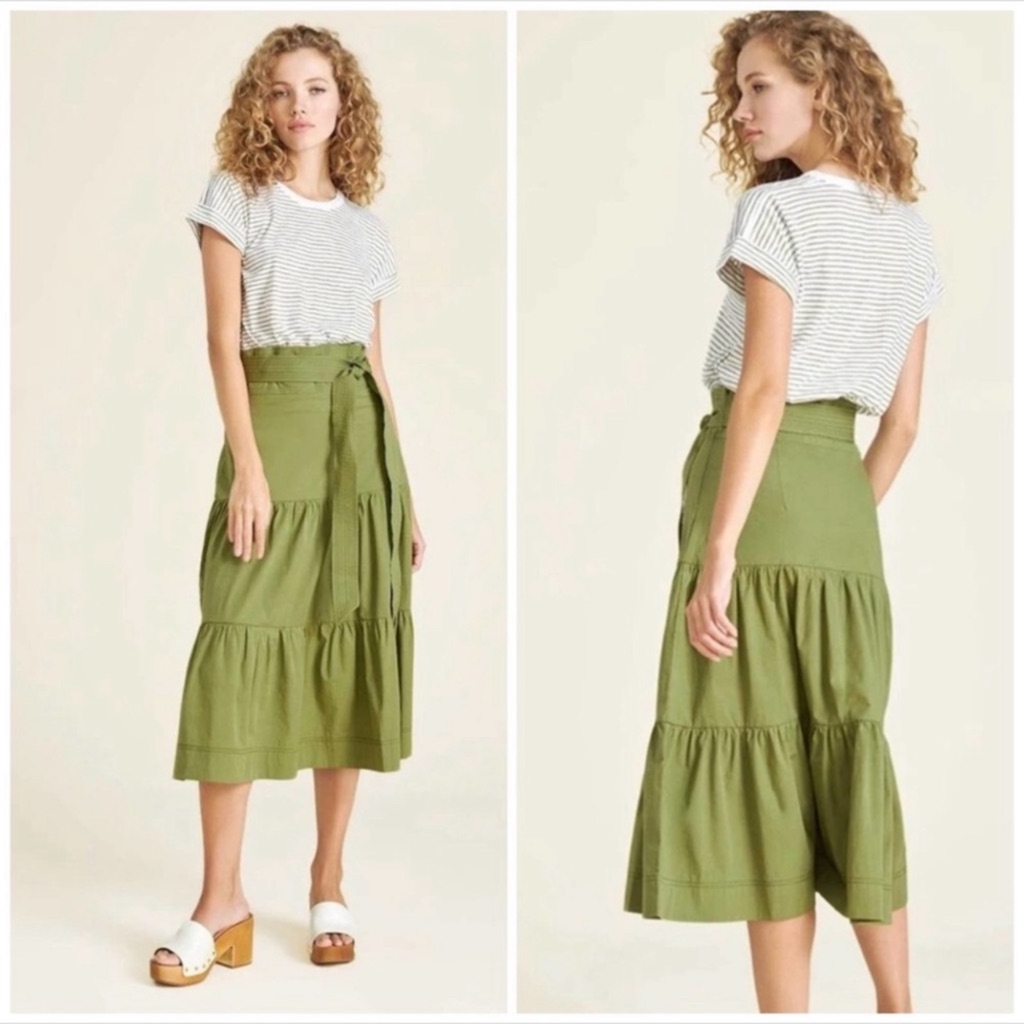 Nwt Veronica Beard Trail Mixed Media Midi Belted Dress Sz Xs